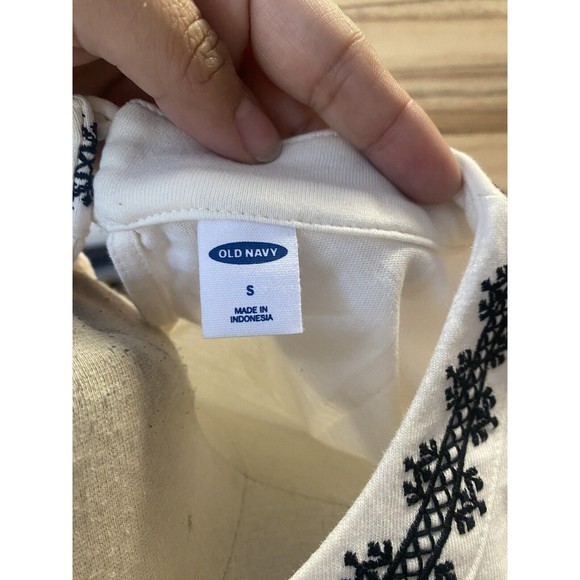 Old Navy Embroidered-Neck Jersey Top Size S Cream Colored - Picture 5 of 6